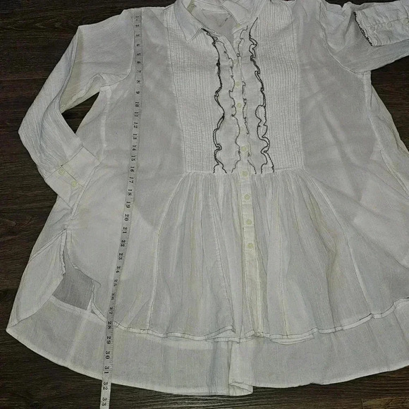 Free People Teddy Tux Tunic Top w Pockets White SZ S Coquette Coastalgrandma - Picture 14 of 14